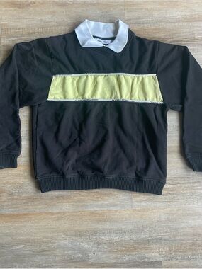FA F*cking Awesome Sweatshirt M Black Yellow Stripe White Collar Rate
